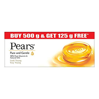 Pears Pure & Gentle Soap Bar (Buy 4 get 1 free) - With Glycerin for Soft, Glowing Skin & Body, Paraben-Free Body Soaps For Bath
